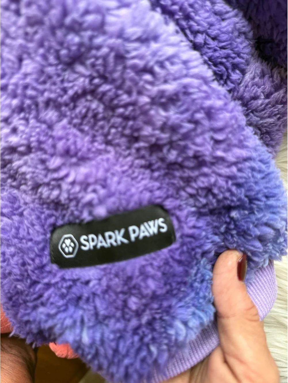 Spark Paws Cozy Purple and Blue Fleece Dog Hoodie Size Large